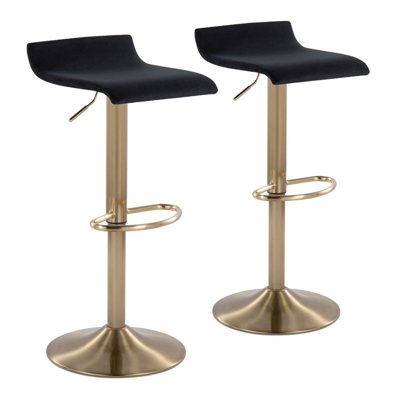 Ale – Contemporary Adjustable Height Barstool With Swivel With Oval Footrest (Set of 2)