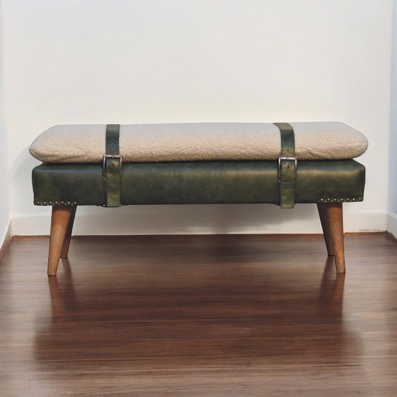 Buffalo – Hide Leather Bench|Dark Green|Black