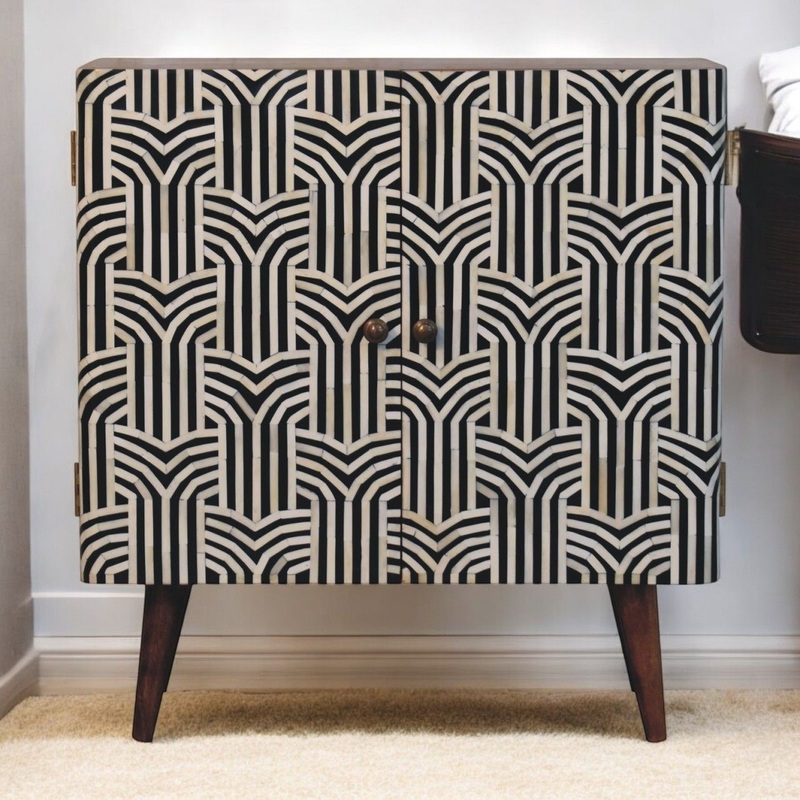 Edessa Bone Inlay Cabinet|Light Brown|Dark Brown