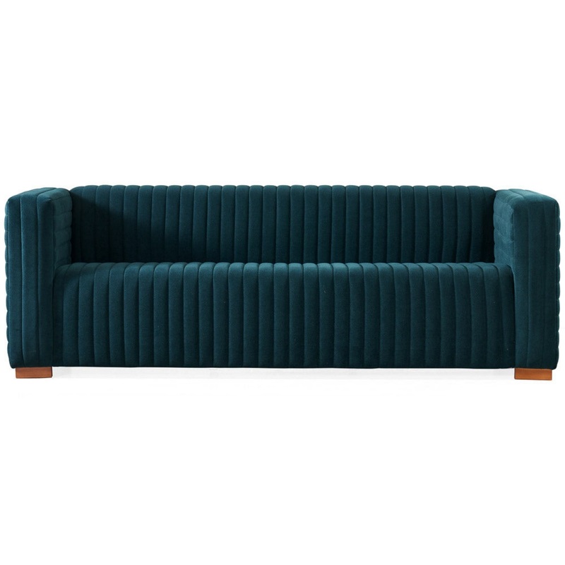 Elara – Upholstered Sofa|Blue|Light Brown