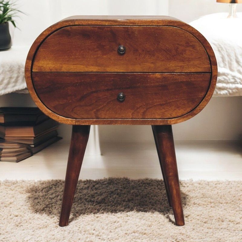 Large Chestnut Circular Bedside