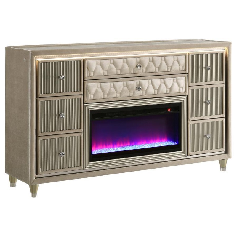 Lorient – 8-Drawer LED Bedroom Flame Box Dresser