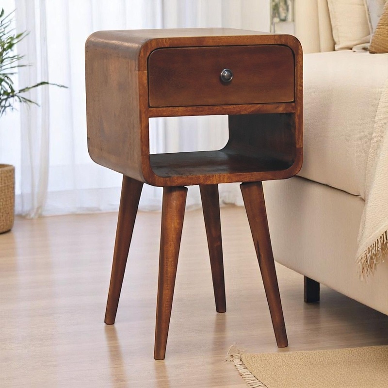 Mini Chestnut Curve Lower Bedside Nifhtstand