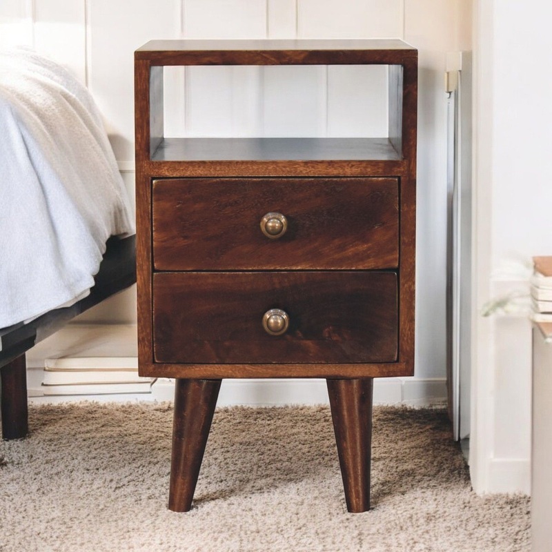 Mini Classic Bedside Table|Dark Brown|Light Brown