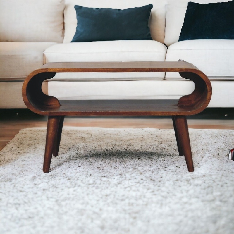 Solid Wood Open Coffee Table|Light Brown|Dark Brown