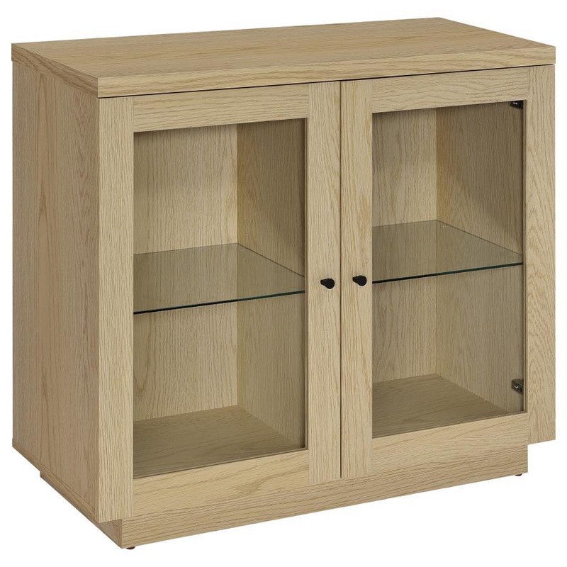 Tilbury – 2-Door Glass Front Accent Display Cabinet – Light Oak