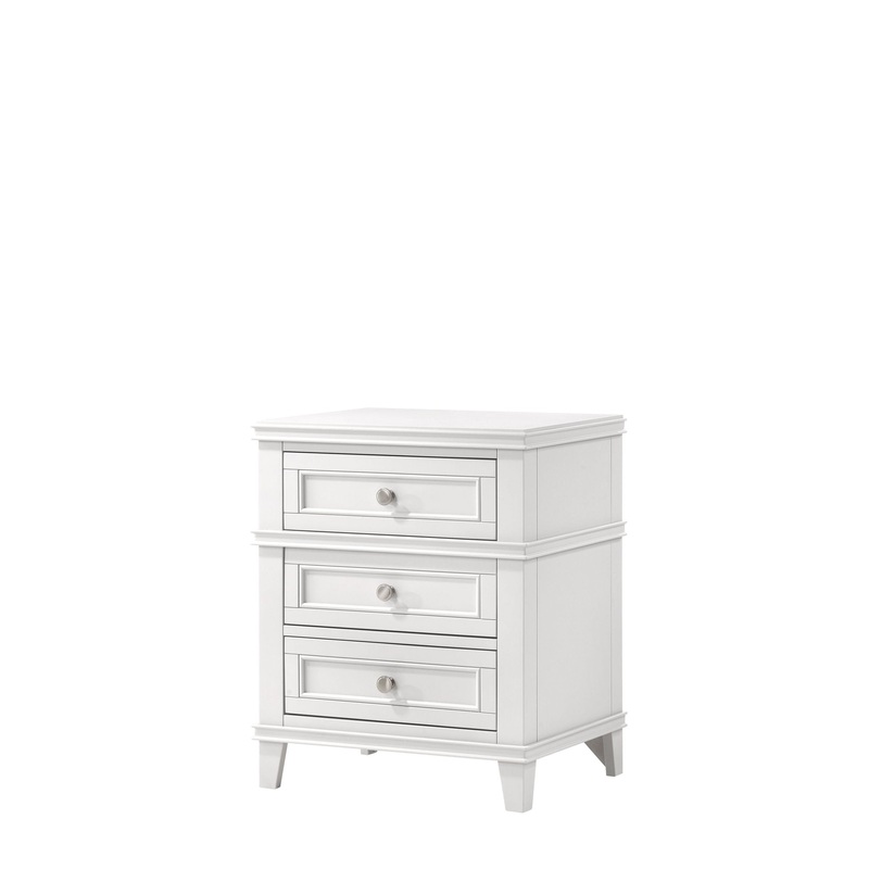3 Drawer Nightstand With USB|White|Gray