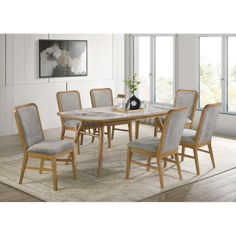 Croyden – 7 Piece Rectangular Dining Set – Gray / Weathered Natural
