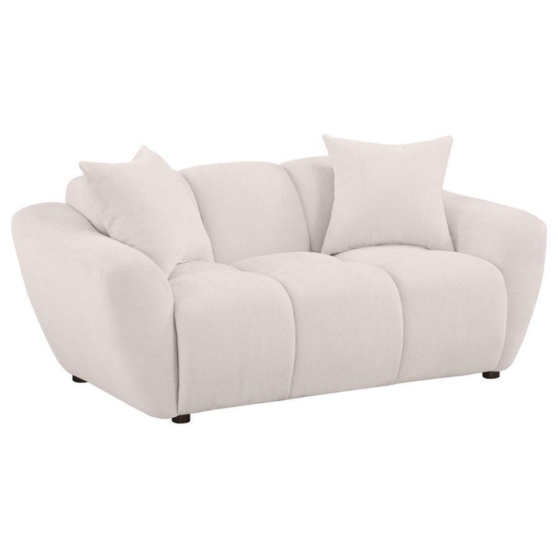 Destino – Chenille Upholstered Splayed Arm Loveseat – Greige