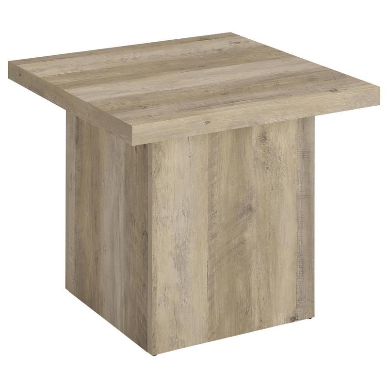 Devar – Square Engineered Wood End Table – Distressed Pine
