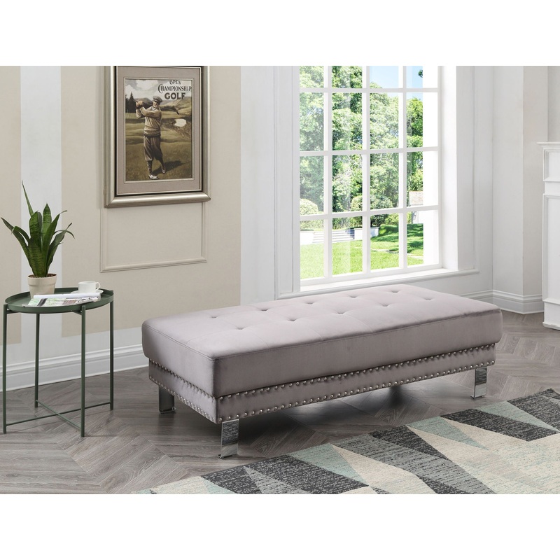 Elegant Contemporary Ottoman|Gray|Red