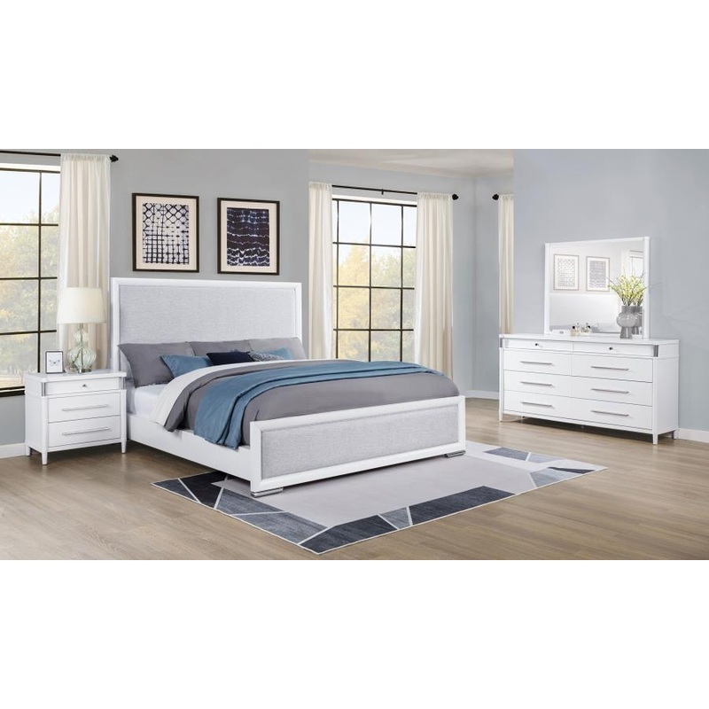 Gracemont – Bedroom Set|White|4 Pc. Bed, Dresser, Mirror, Nightstand|5 Pc. Bed, Dresser, Mirror, Chest, Nightstand|Queen|King|California King