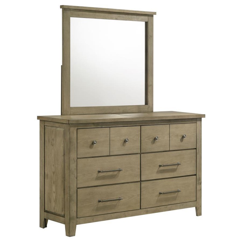 Hazlewood – 6-Drawer Bedroom Dresser With Mirror – Vineyard Oak
