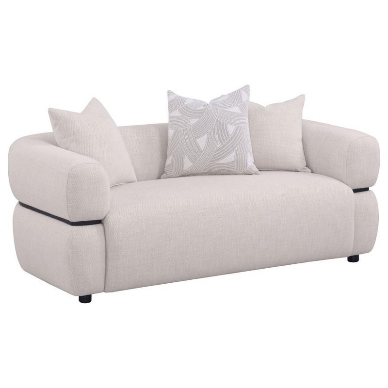 Jeanette – 73 Fabric Upholstered Round Arm Loveseat – Beige