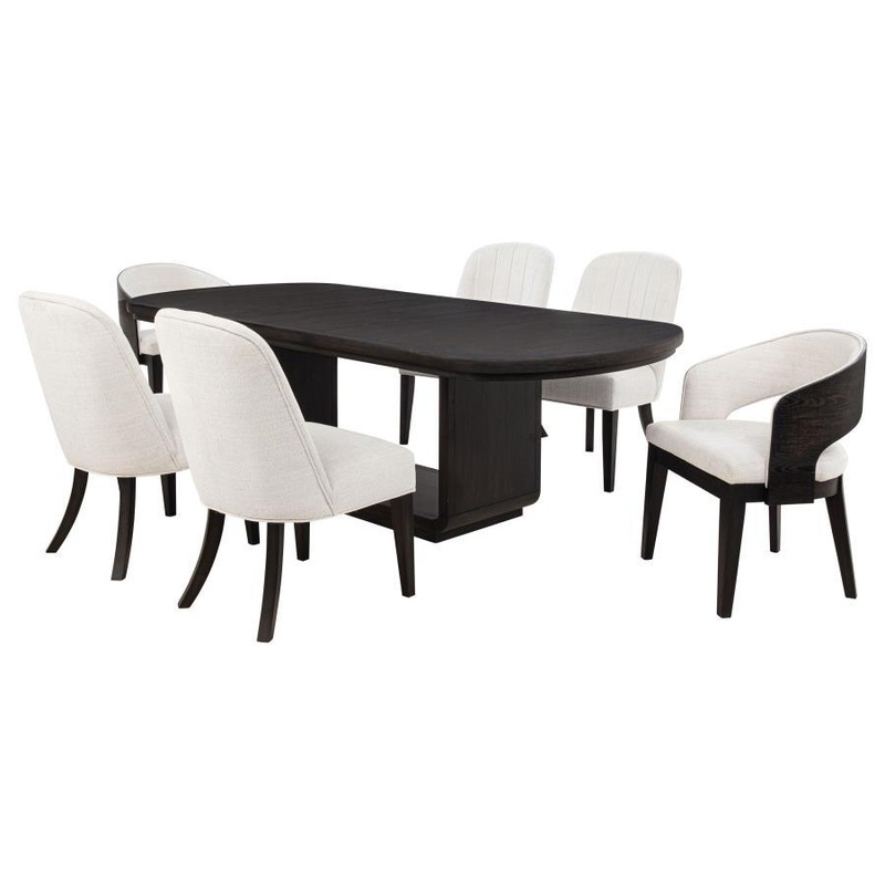 Leandro – 5 Piece Rectangular Dining Table Set – Cream / Burnished Black