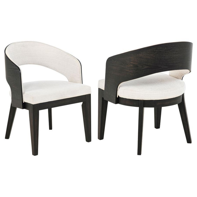 Leandro – Upholstered Dining Arm Chair (Set of 2) – Burnished Black / Cream