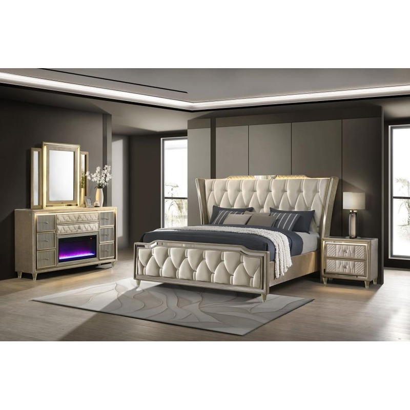Lorient – Bedroom Set With LED Flame Box Dresser