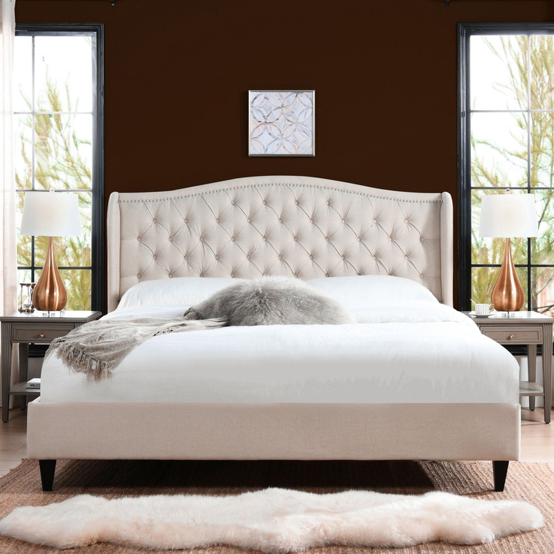 Coverley – King Tufted Shelter Platform Bed – Sky Neutral Beige
