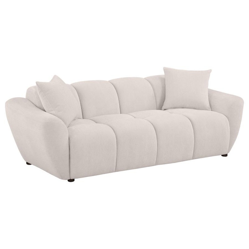 Destino – Chenille Upholstered Splayed Arm Sofa – Greige