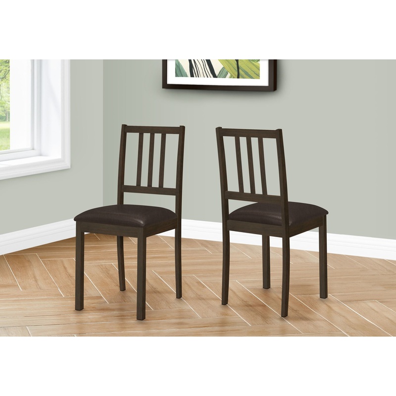 Dining Chair, Side, Upholstered For Dining Room, Transitional (Set of 2) – Brown