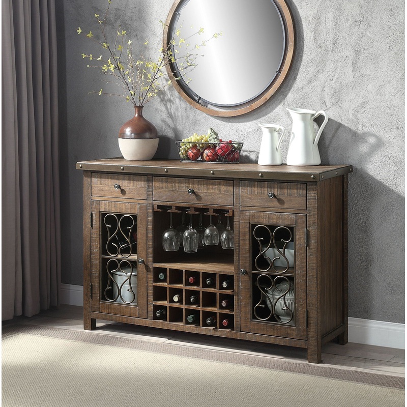 Raphaela – Server With Cup Holder & Wine Rack – Cherry