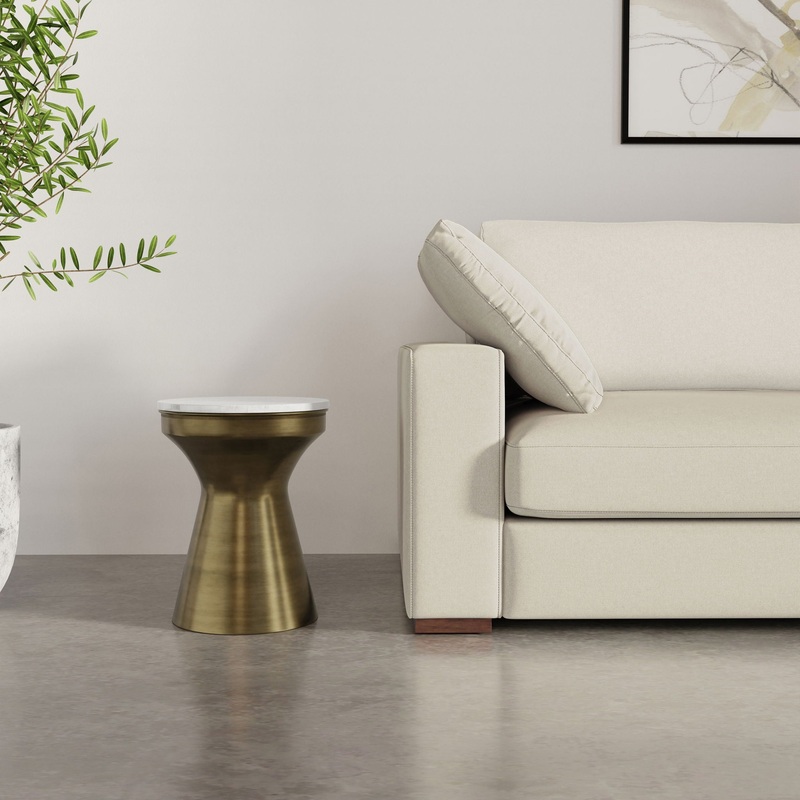 Raquel – Side Table – Antique Brass / White