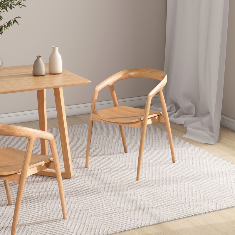 Simeon – Scandinavian Sculpted Dining Chair – Warm Natural Brown