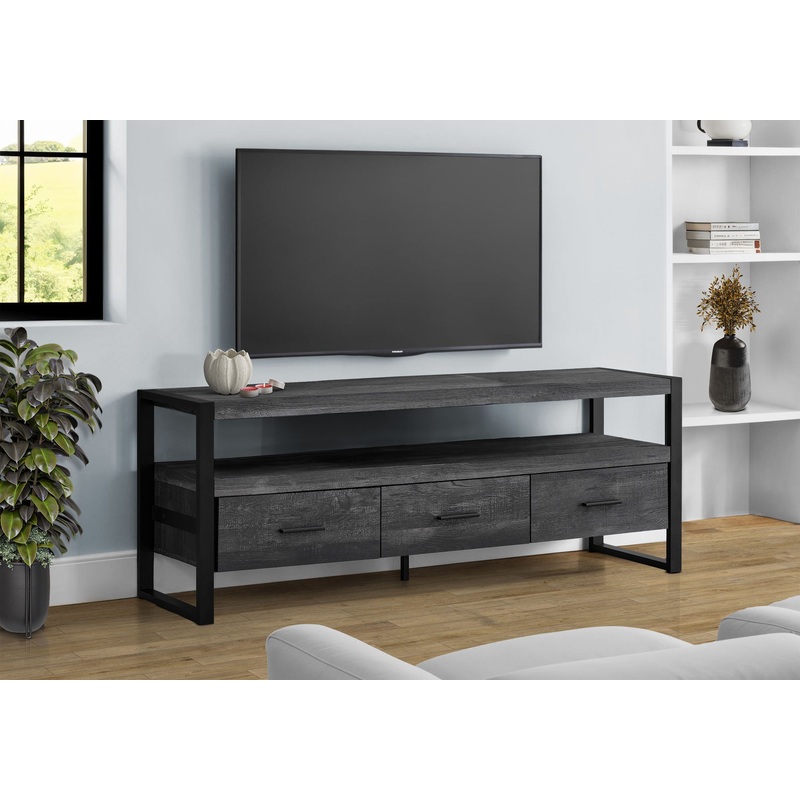 TV Stand, Console, Media Entertainment Center, Storage Solution Drawers – Black