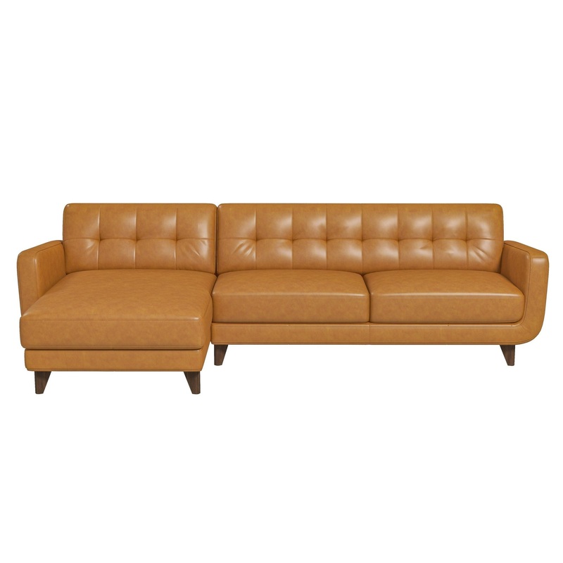 Allison – Mid-Century Modern Leather Sectional Sofa Chaise
