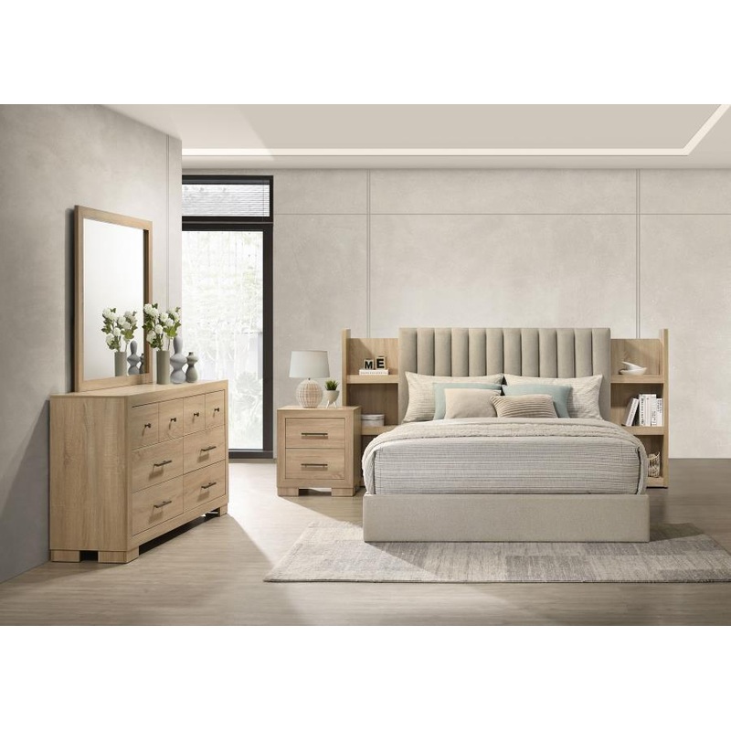 Arielle –  Bedroom Set|Light Brown|4 Pc. Bed, Dresser, Mirror, Nightstand|5 Pc. Bed, Dresser, Mirror, Chest, Nightstand|Queen|King