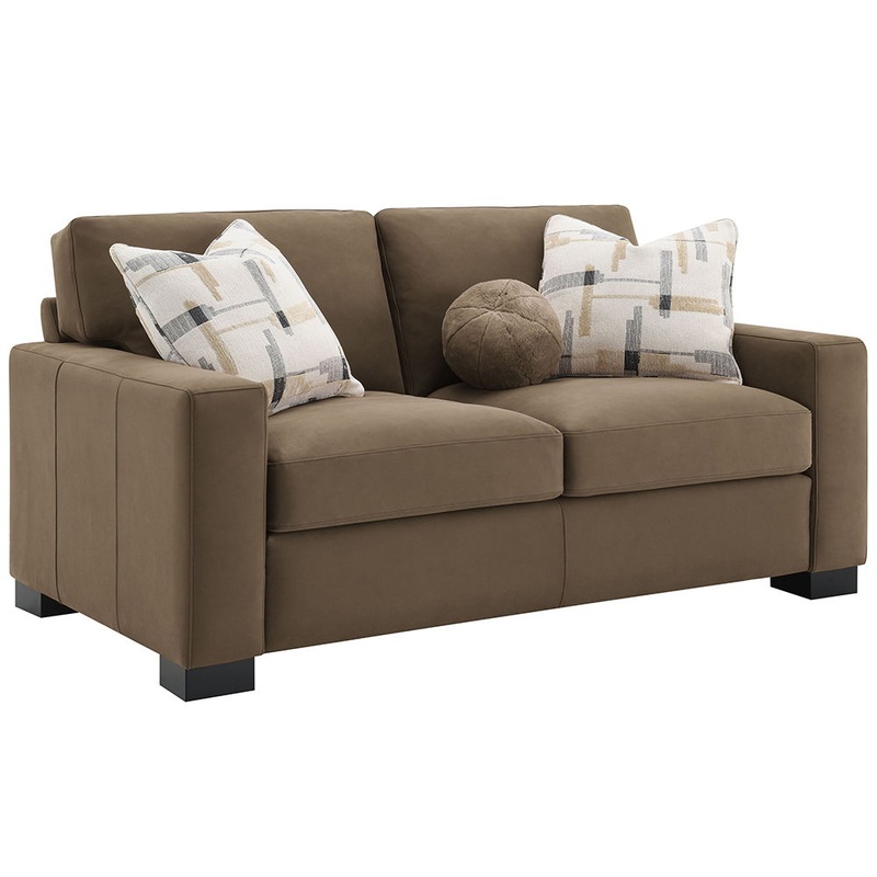 Darya – Loveseat With 3 Pillows – Brown Suede Fabric