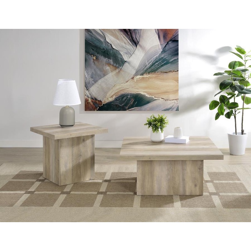 Devar – Square Coffee End Table Set – Distressed Pine