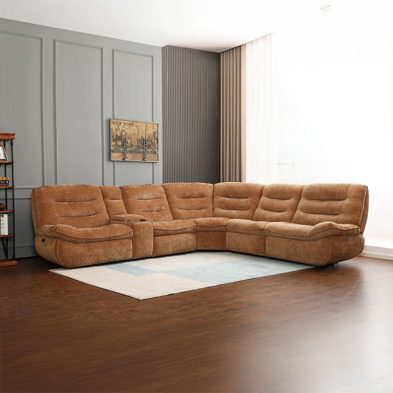 Emmy – Power Motion Sectional Sofa – Orange Chenille