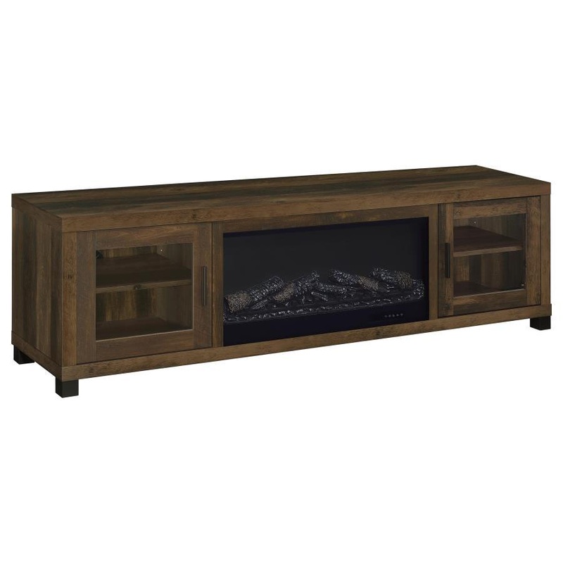 Havering – 71 TV Stand Fireplace Media Console – Dark Pine