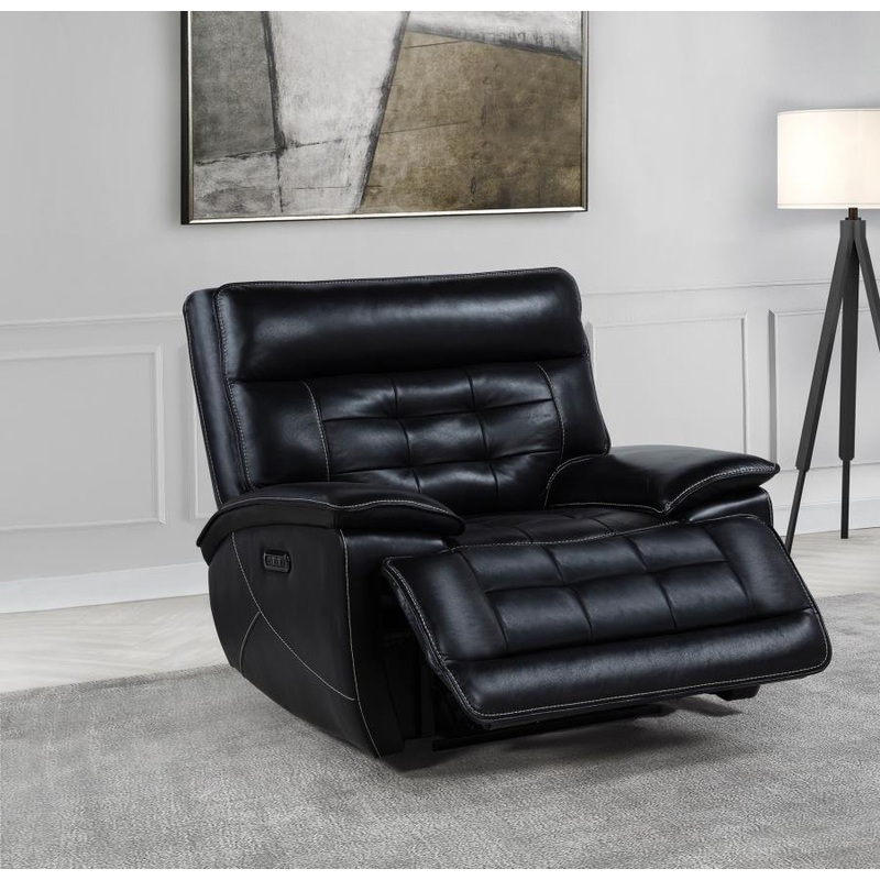 Hewitt – Leather Upholstered Dual Power Recliner Chair – Black