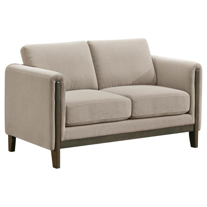 Islington – Fabric Upholstered Panel Arm Loveseat – Taupe