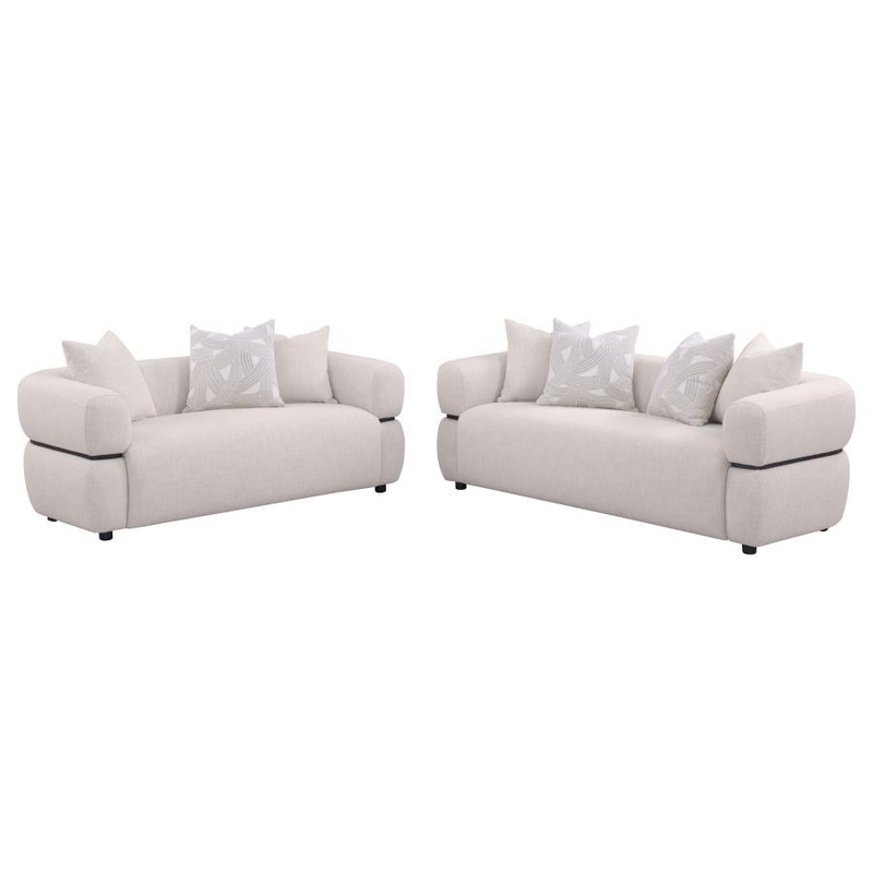 Jeanette – Fabric Upholstered Round Arm Sofa Set