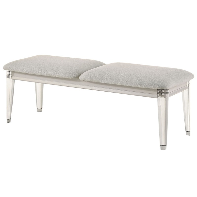 Laveda – Bench – Light Gray Boucle & Pearl White