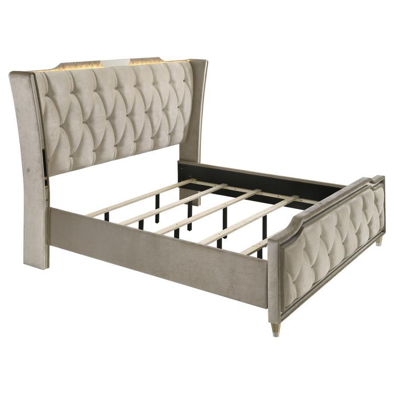Lorient – LED Upholstered Bed|Beige|Queen|King
