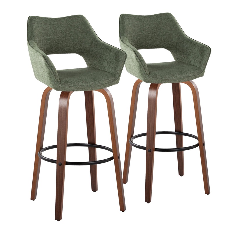 Mustang – Contemporary Fixed Height Barstool With Swivel & Round Footrest (Set of 2)