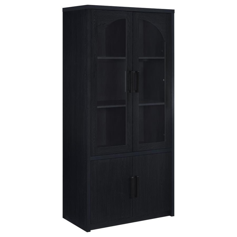 Riva – 4-Door Tall Accent Display Cabinet LED Lighting – Black