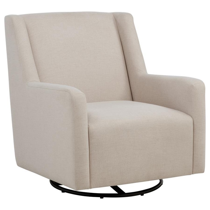 Sorrel – Fabric Upholstered Swivel Glider Arm Chair – Latte
