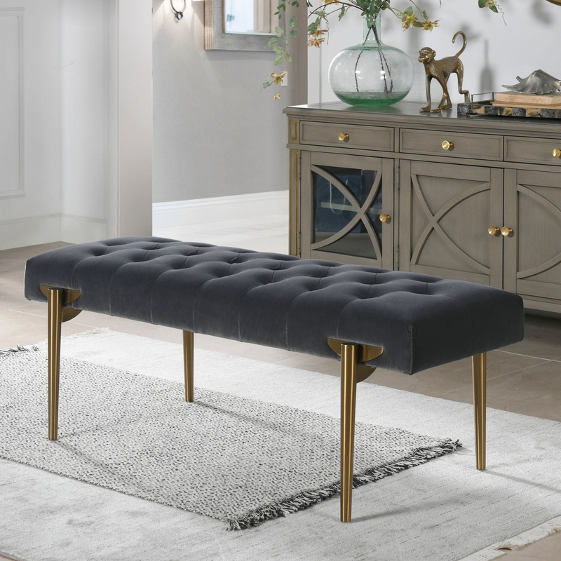 Aria – Upholstered Gold Accent Bench