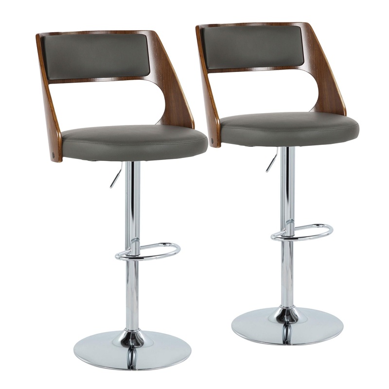 Cecina – Mid-Century Modern Adjustable Height Barstool Wth Swivel And Oval Footrest (Set of 2)
