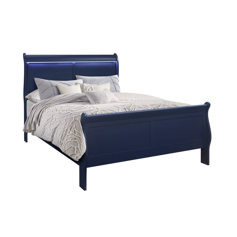 Charlston – Modern Sleigh Design Bed With LED