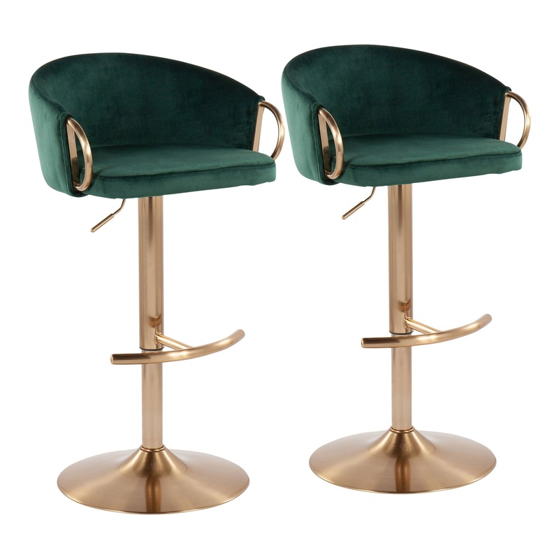 Claire – Contemporary / Glam Adjustable Bar Stool (Set of 2)