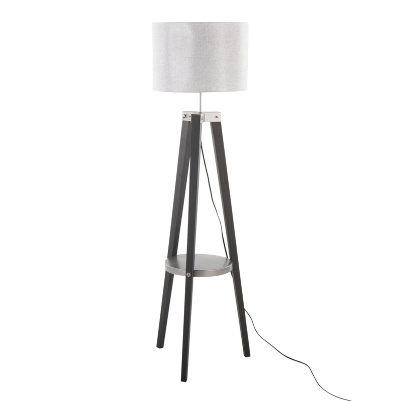 Compass – Mid Century Modern Floor Lamp With Shelf