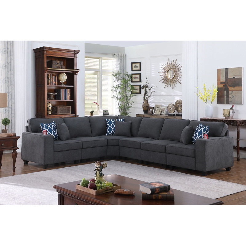 Cooper – Woven Sectional Sofa With Cupholder