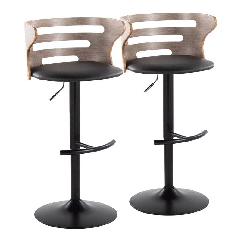 Cosi – Mid Century Modern Adjustable Barstool, Swivel With Rounded T Footrest (Set of 2)