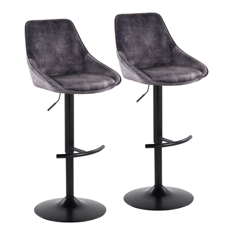 Diana – Contemporary Adjustable Barstool & Swivel With Rounded T Footrest (Set of 2)